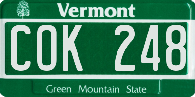 VT license plate COK248