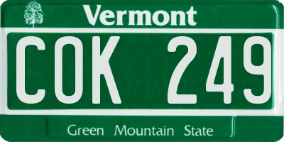 VT license plate COK249