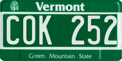 VT license plate COK252