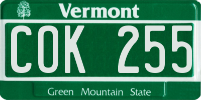 VT license plate COK255