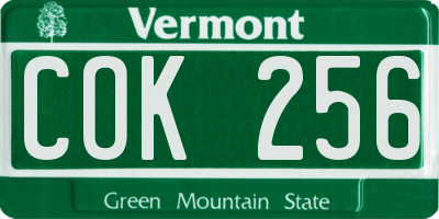 VT license plate COK256
