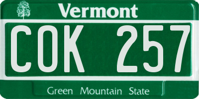 VT license plate COK257