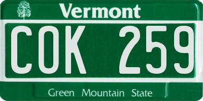 VT license plate COK259