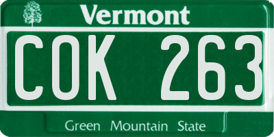 VT license plate COK263