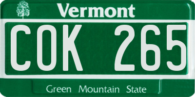 VT license plate COK265