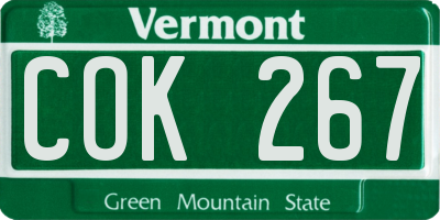 VT license plate COK267