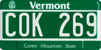 VT license plate COK269