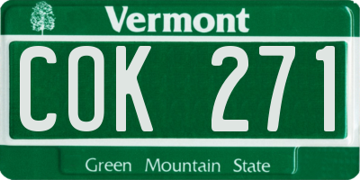 VT license plate COK271