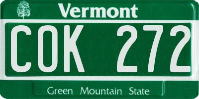 VT license plate COK272