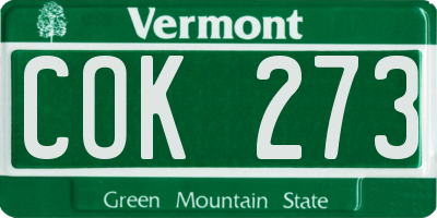 VT license plate COK273