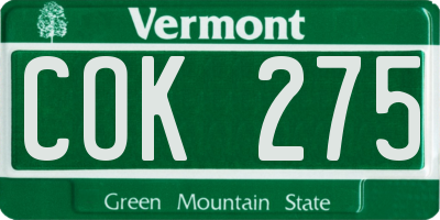 VT license plate COK275
