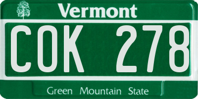 VT license plate COK278
