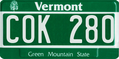 VT license plate COK280