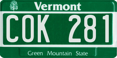 VT license plate COK281