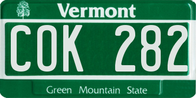 VT license plate COK282