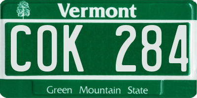 VT license plate COK284
