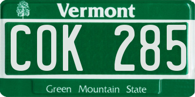 VT license plate COK285