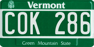 VT license plate COK286