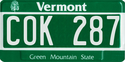 VT license plate COK287