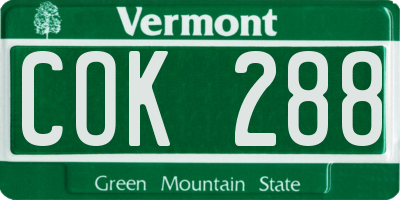 VT license plate COK288