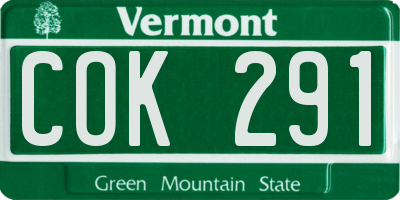 VT license plate COK291