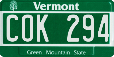 VT license plate COK294
