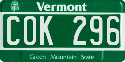 VT license plate COK296