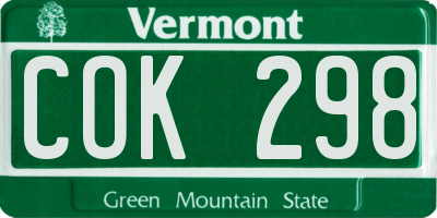 VT license plate COK298