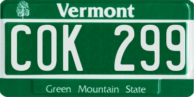 VT license plate COK299