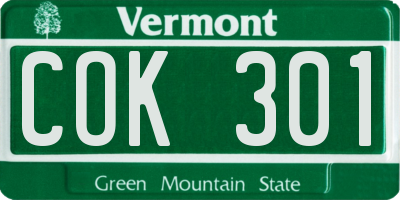 VT license plate COK301