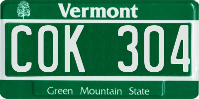 VT license plate COK304