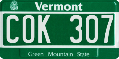 VT license plate COK307