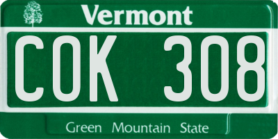 VT license plate COK308
