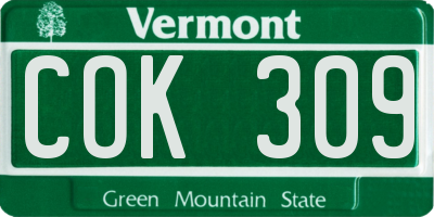 VT license plate COK309