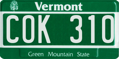VT license plate COK310