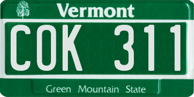 VT license plate COK311