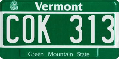 VT license plate COK313