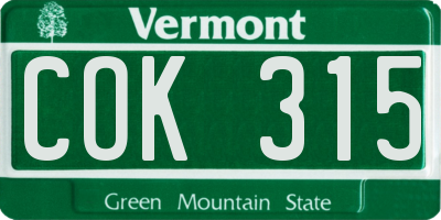 VT license plate COK315