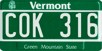 VT license plate COK316