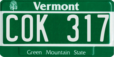 VT license plate COK317