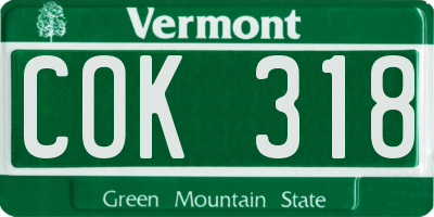 VT license plate COK318