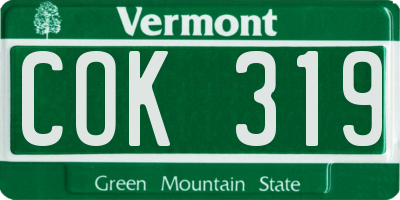 VT license plate COK319