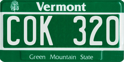 VT license plate COK320