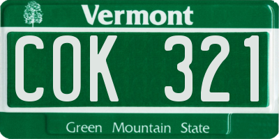 VT license plate COK321
