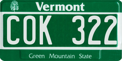 VT license plate COK322