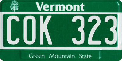 VT license plate COK323