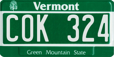 VT license plate COK324