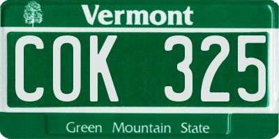 VT license plate COK325