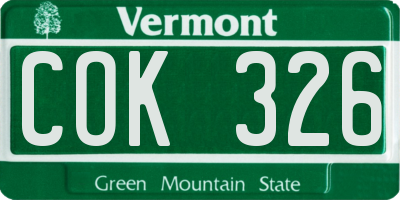VT license plate COK326