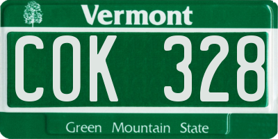 VT license plate COK328